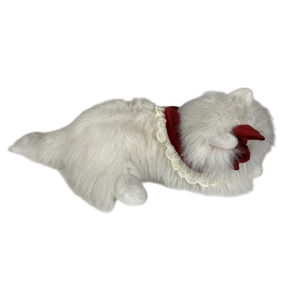 Vintage 1989 Commonwealth Persian White Fluffy Kitty Cat Plush Blue Eyes 18in - Picture 5 of 8